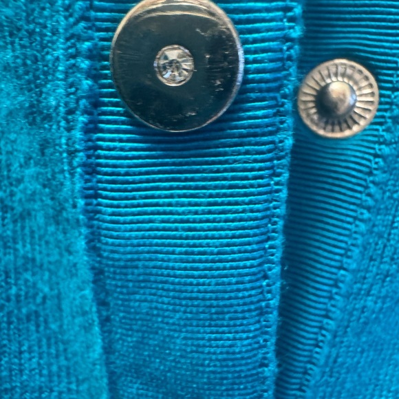 White House Black Market Teal Button-Back Cardigan - Picture 4 of 4